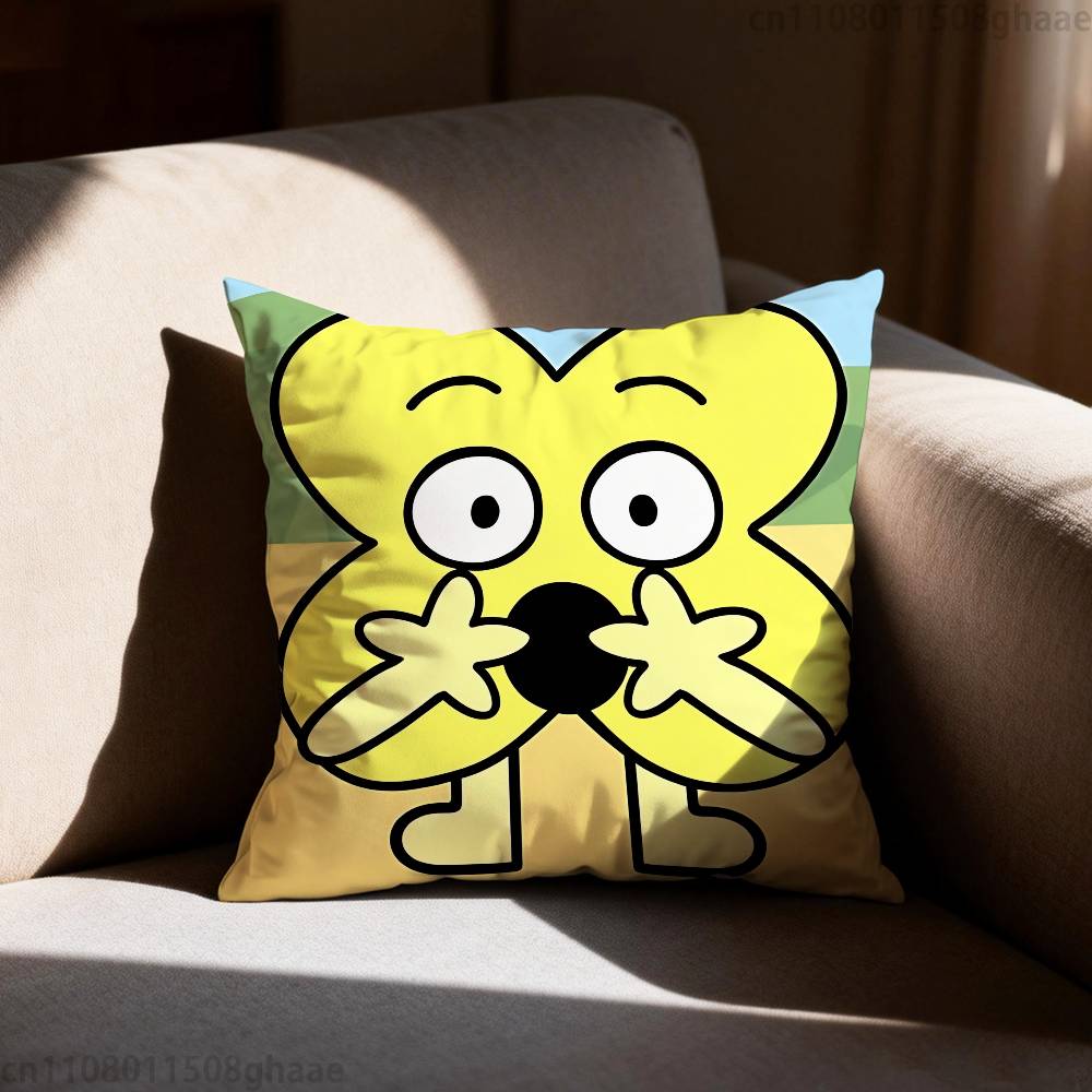 Funny Anime BFDI Pillow Case Antidustmite Pillowcase Invisible Zipper Silky Short Plush Sofa Cushion Cover