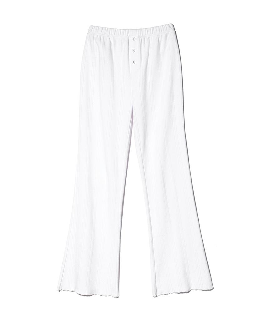 YOUHEE Eyelet Bootscut Pants White