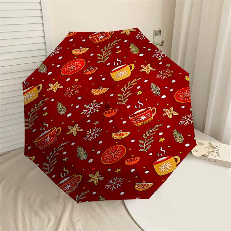 

1pc Christmas, winter Automatic Open/Close Umbrella Compact Folding Umbrella with 8-Rib Shaft for Women/Men, Elegant Birthday1127S