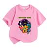 Kids Boys Girls Crew Neck Short Sleeve 100% Cotton T-Shirt, Cute Geometric Dash Cartoon Character Printed Casual Soft Breathable Summer Tops for Child