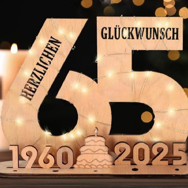 Elegant Wooden Number Figurine with LED Light String Stand for Birthday and Wedding Wood Sign Guest Book DIY Art Crafts