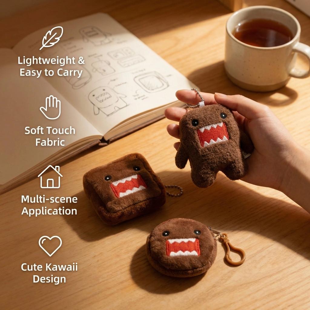 Kawaii Süßer Domo Kun Plüsch Schlüsselanhänger Anime Schlüsselanhänger Anhänger für Tasche Schlüssel Geschenk Sammlung