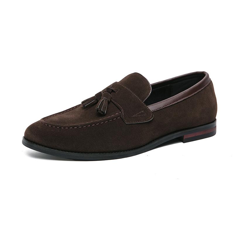 British Leather Shoes with Heightened Inner Suede Leather Beanie Shoes Lazy Casual Tassel