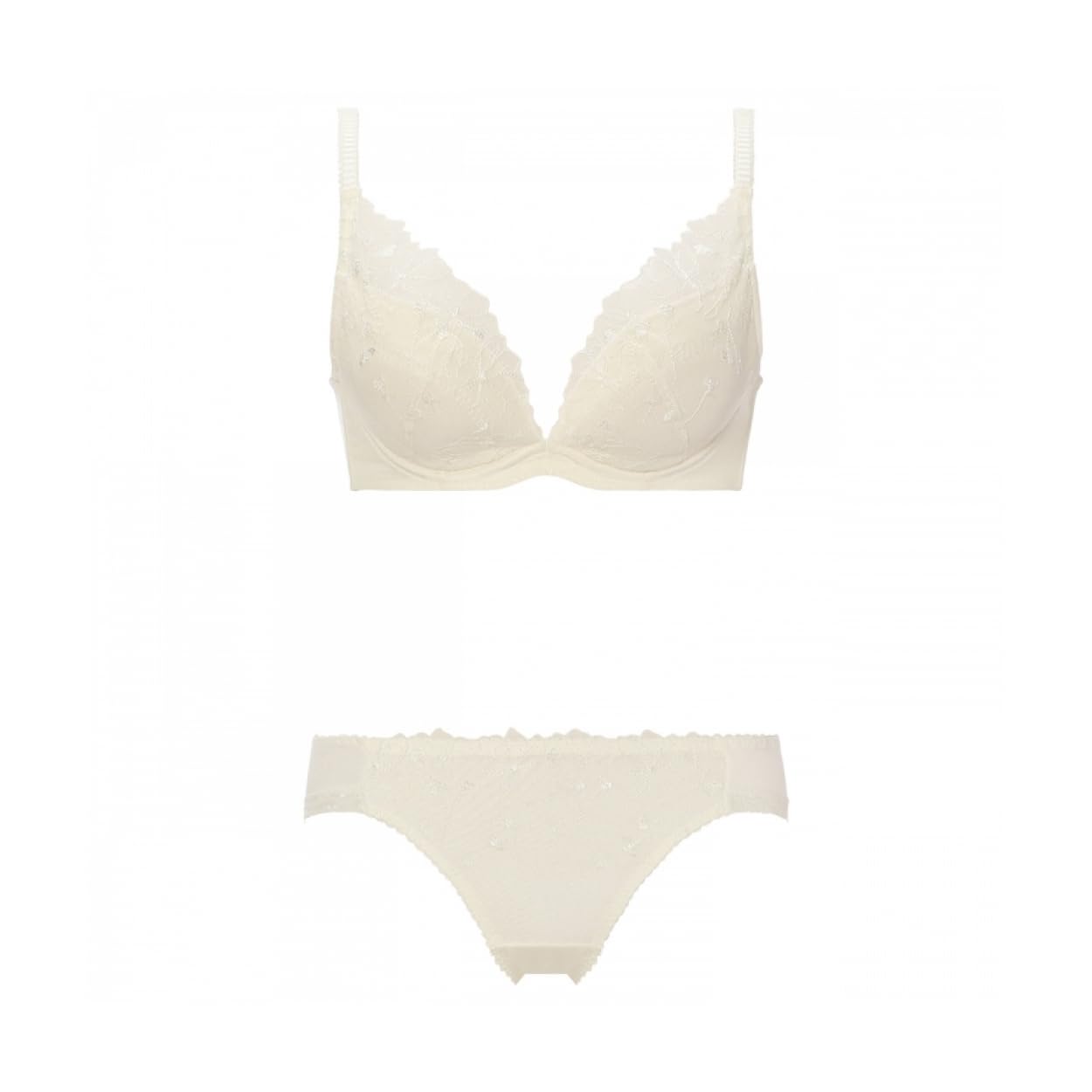 

AMOSTYLE Charming Glamor Slimline Deep V Bra Panty Line Art 00GT Size E80L & Set, Stitch, (White),