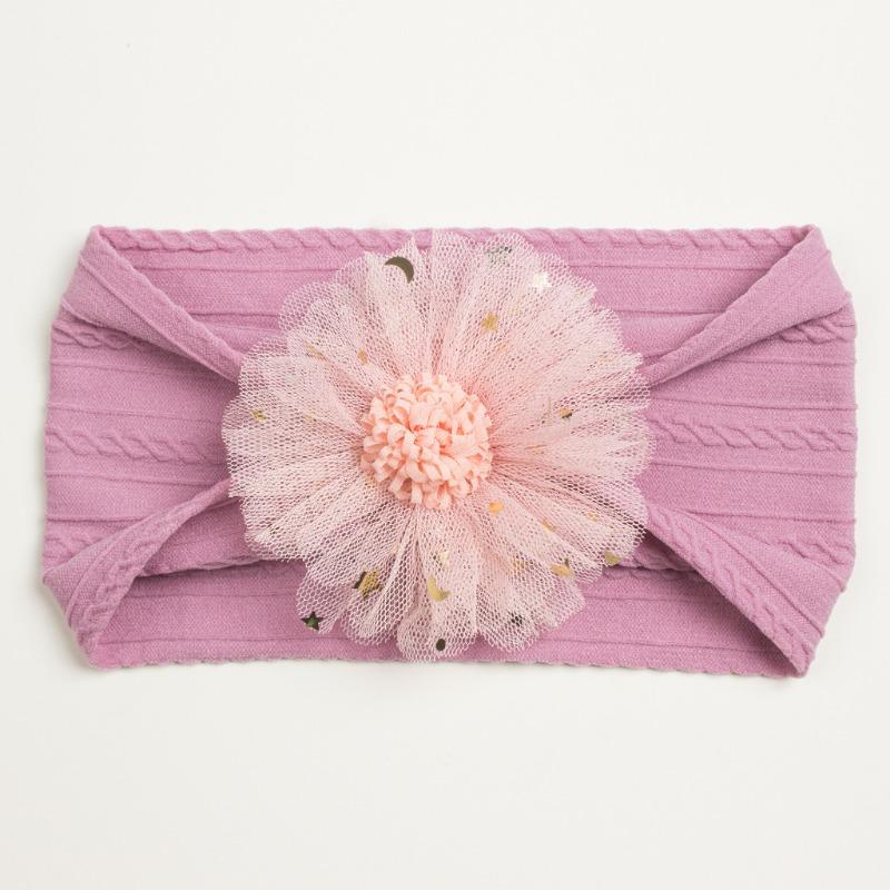 Summer New Girls' Hair Accessories, Baby Candy Color Flower Seamless Wide Headscarf, Baby Nylon Headband