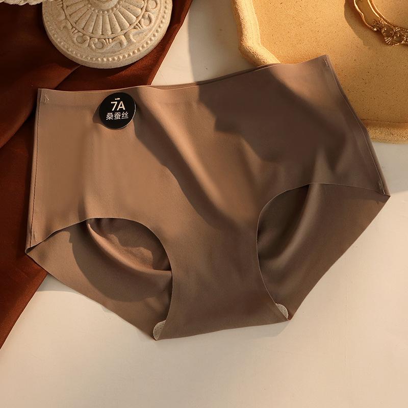 5PCS Seamless Mulberry Silk Underwear Ultral Thin Women's Panties Sexy High Elastic Invisible Briefs Soft Lingerie M-XL