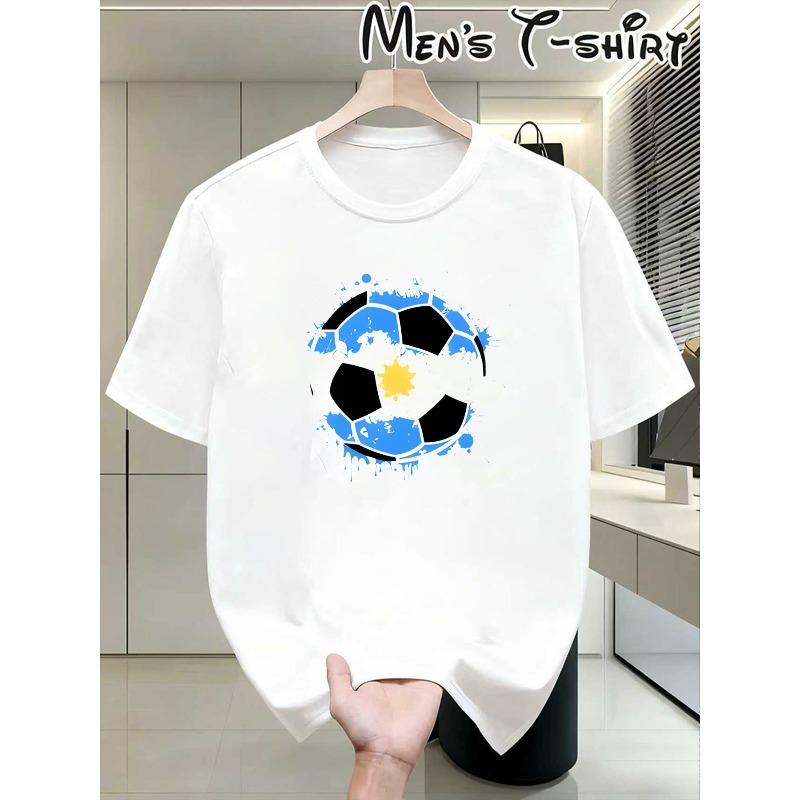 

Soccer Graphic Short Sleeve, Men s Comfortable Casual Sports T-Shirt,Breathable,Print, Round Neck S белый