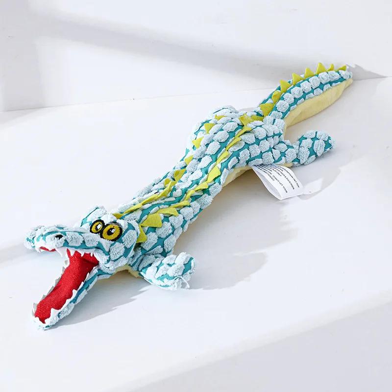 

Писклявые плюшевые игрушки для собак, мятые плюшевые игрушки для собак-крокодилов без начинки, жевательная игрушка для собак, игрушки для щенков средних и больших собак, пищащие игрушки