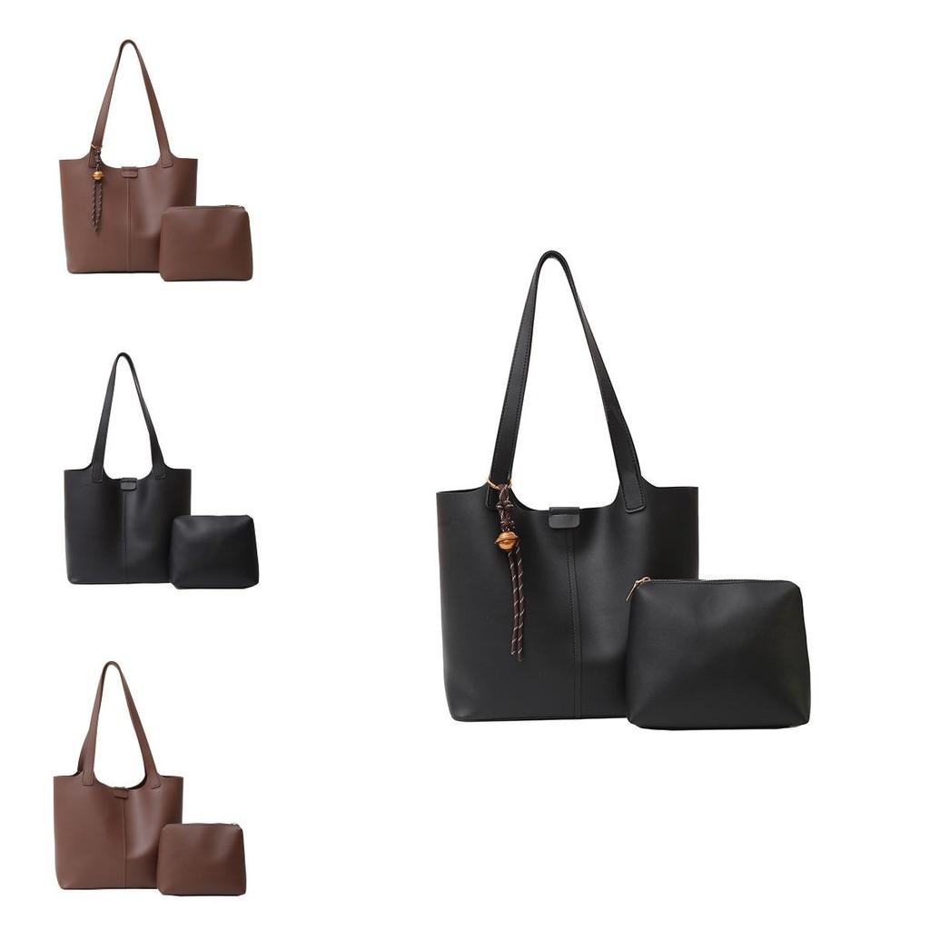 Spacious Elegant Two-tone Pu Tote Bag For Women With Stylish Stitching Details