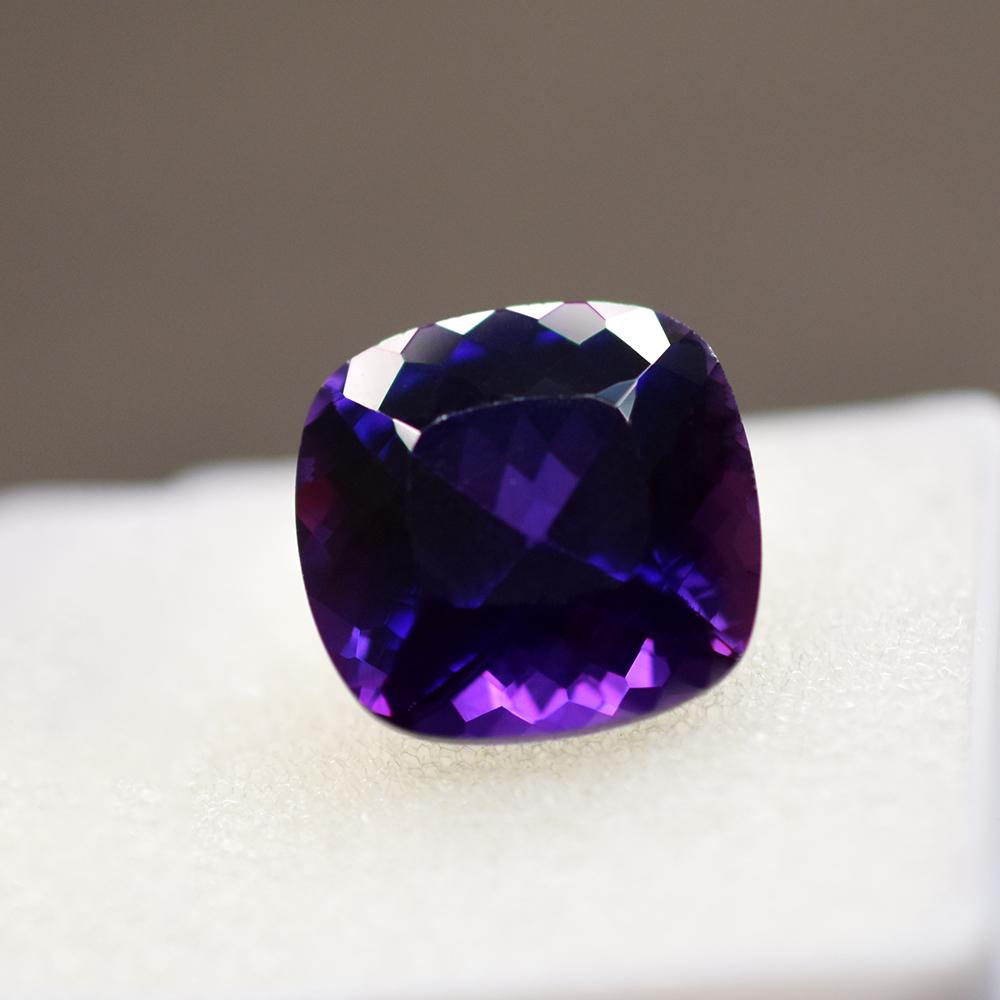 Natural Purple Sapphire Loose Gemstone 12.6 Ct Square Cushion Treated Verified September Birthstone