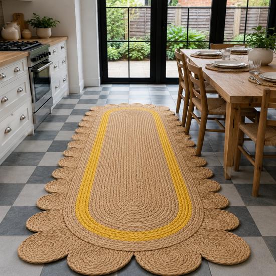 Natural Jute Runner Rug Hand Braided Farmhouse Hallway Rug Bohemian Entryway Floor Carpet