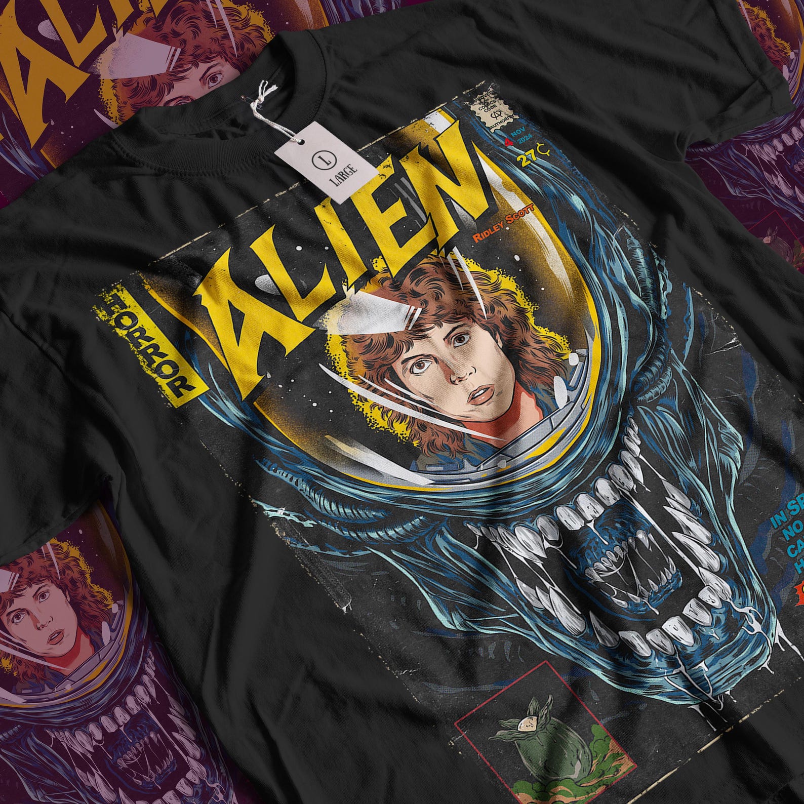 Aesthetic Alien Movie T-Shirt: Vintage Horror Sci-fi Movie Unisex Graphic Tee 3XL