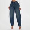 Women's Mid Rise Balloon Jeans Harem Carrot Denim Pants Vintage Washed Non-Stretch Loose Casual Long Trousers For Autumn Daily Wear