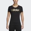 adidas Lifestyle Casual Series Foil Linear Round Neck Comfortable Short Sleeve T-Shirt Women T-Shirt Black CV4566