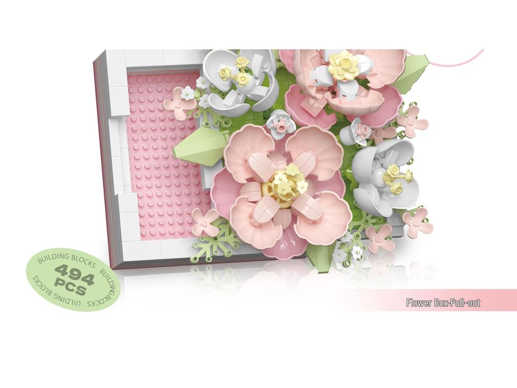 Creative Bouquet Building Set: Rose & Hibiscus Flower Blocks – LEGO Compatible Ornament & Gift