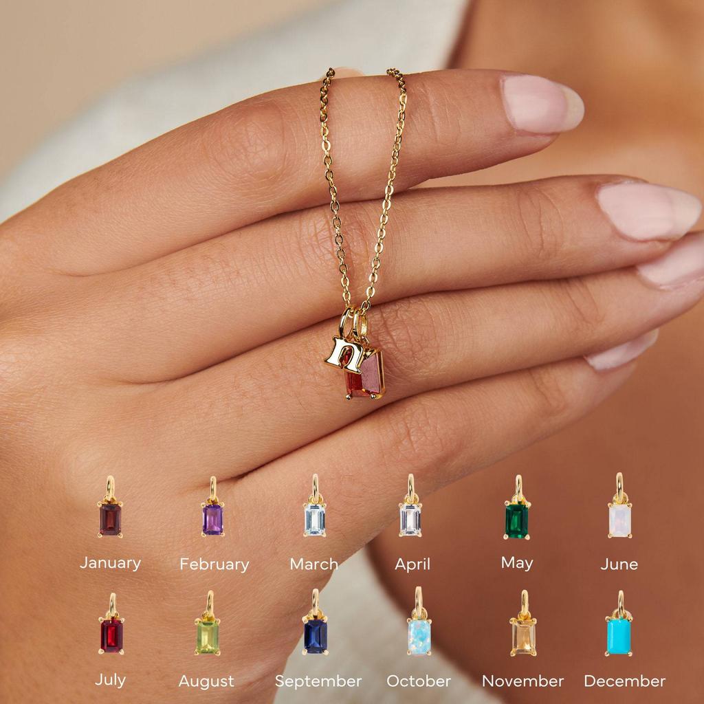 Titanstahl Halskette Rechteckig Dezember Geburtsstein Anhänger Bunter Zirkon Schlüsselbein Kette Damen Titan Stahl Beschichtet 18 Karat Gold Farbechtheit