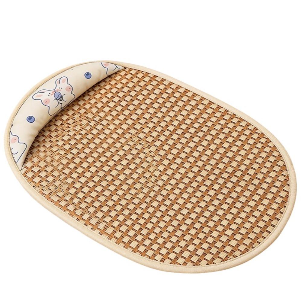 Sunflower Print Pet Cooling Mat Breathable Pet Mattress Rattan Mat Kennel Mat  Indoor Use