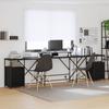 Desk with Shelf Black Oak Effect 182 x 101 x 87.5 cm