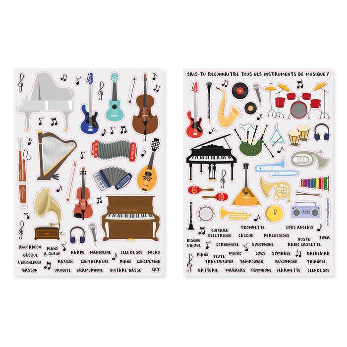 Gommettes instruments de musique 2 planches différentes 117 pièces