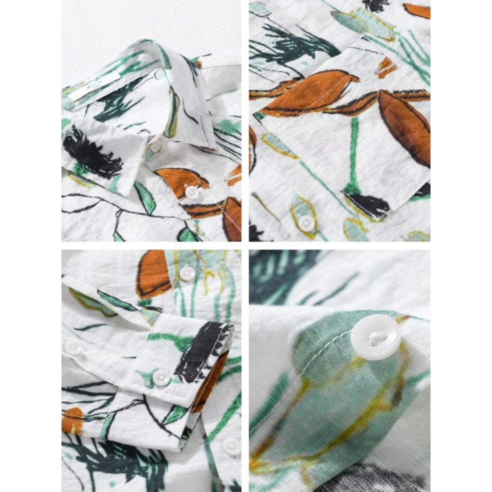 Korean Style Trendy Printed Long-sleeved Shirt for Men Summer Thin Casual Jacket Loose Fashionable Youth Cardigan