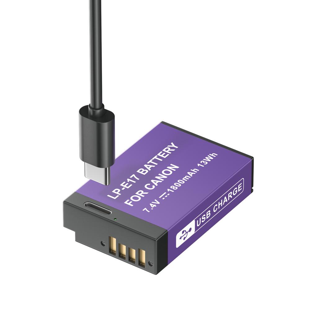 PALO Nová baterie LP-E17 LPE17 LP E17 Typ C nabíjení 1800 mAh pro Canon EOS RP 200 250D M3 M5 M6 750D 760D T6i T6s 800D 8000D 77D Kiss X8i