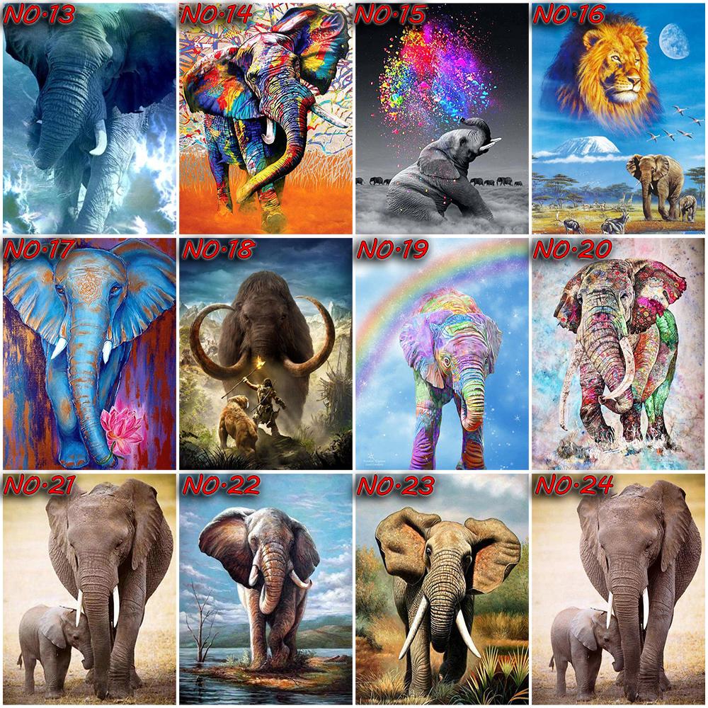 5D broderie cu diamant elefant pătrat complet rotund cu punct de cruce pictura cu diamante mozaic animale cu ac de decorare a casei