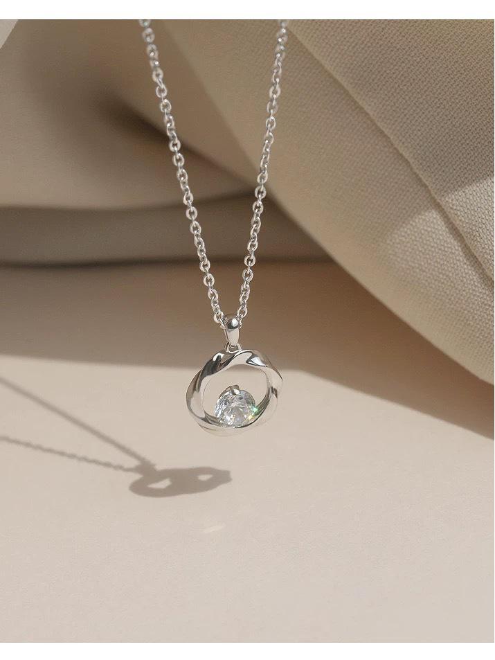 Ожерелье-кольцо Мёбиуса с цирконами: Женская цепочка на ключицы, модная и элегантная, роскошного дизайна.