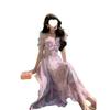 Women's Summer Purple Spaghetti Strap High Waist Maxi Dress