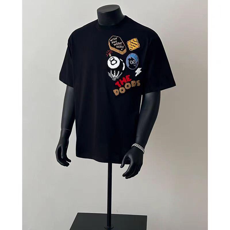 Cotton Short Sleeve T Men's T-shirt Ins Trendy Hip-Hop Style Crew Neck Base Shirt Summer