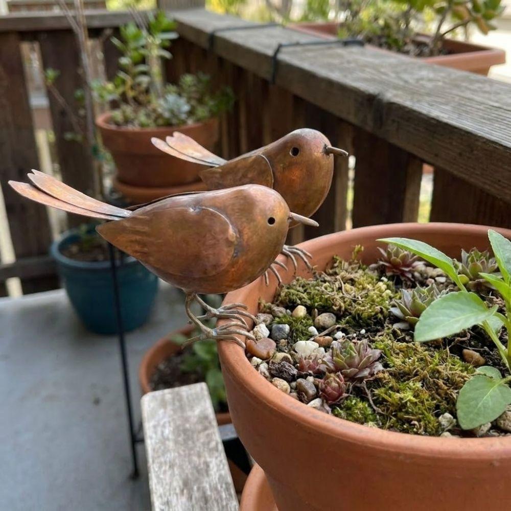 Funny Iron Art Bird Ornaments Rusty Retro Bird Statue Metal Bird Sculptures  Outdoor Lawn