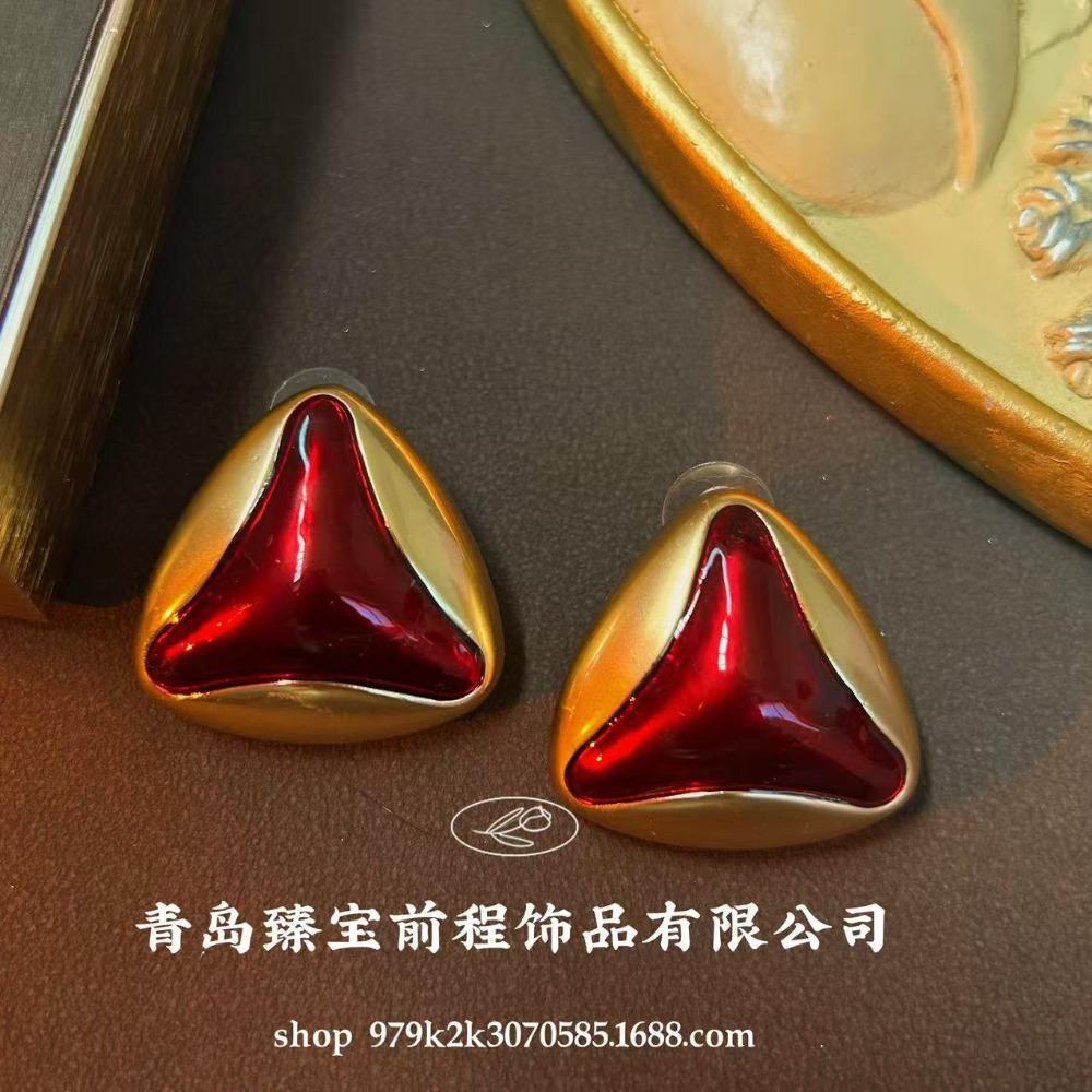 Enamel Relief National Style New Chinese Plum Blossom Earrings Medieval Vintage Gorgeous Retro Old Earrings