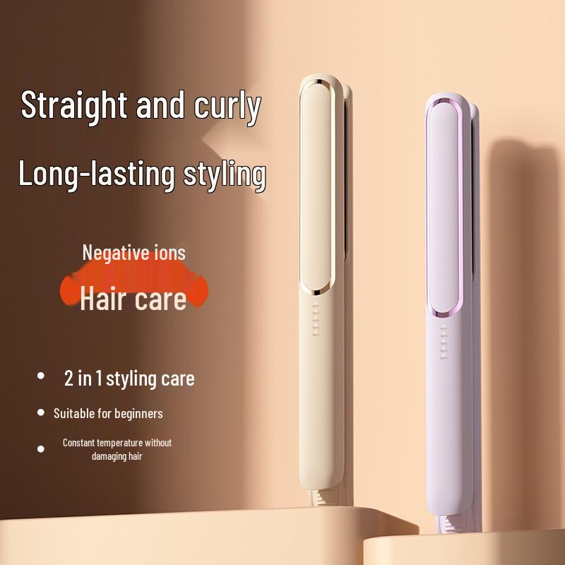 Low Power Anti-Scald Mini Hair Straightener and Curler Comb for Wet & Dry Use