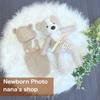 Baby knit outfit bear ear bonnet hat and for newborn photo gray [NANA's shop] set, overalls, shoots, beige, white, (brown)