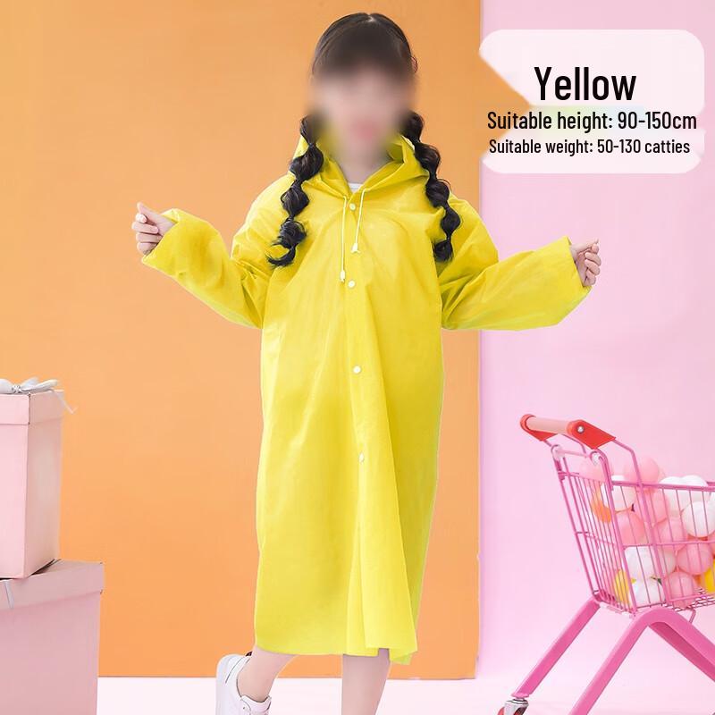 Upgraded Thick Disposable Raincoat for Kids (Yellow, 4-Pack)