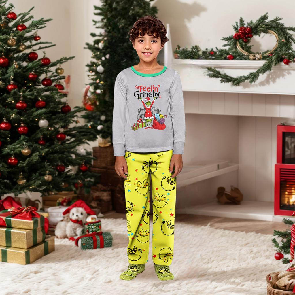 Parent-child Christmas Print Home Suit Long-sleeved Top And Pants