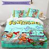 Flintstones 3pcs Bedding Set Duvet Cover Closure Includes 1 Duvet Cover & 2 Pillowcases for All Seasons Bedroom Home Dorm Decor
