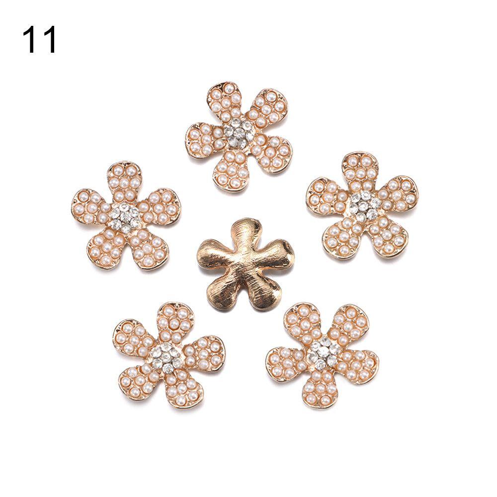 Hat Accessories Flower-shaped Rhinestone Buttons Pearl Hairpins Headwear Accessories Pearl Button