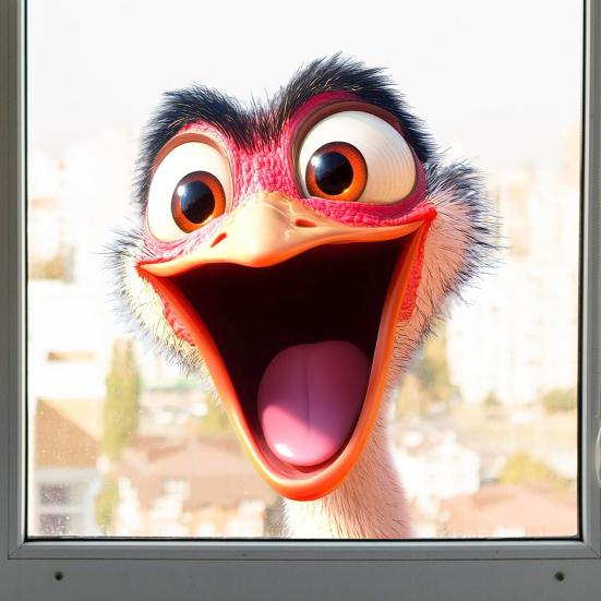 Peeping Alpaca Window Cling Removable Rooster Ostrich Dog Static Glass Sticker Waterproof PVC Animal Window Decoration Decal