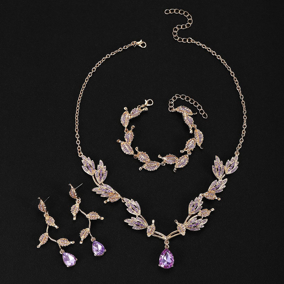 

2026 Jewelry Set Sunflower Rhinestone Crystal Necklace Bracelet Earrings Ladies Banquet Wedding Accessories 45CM