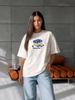 Thick Milky Oversized T-Shirt with Blueberry Print