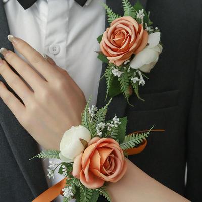 Europäische Rosen-Anstecker & Handgelenkschmuck für Brautjungfern und Eltern