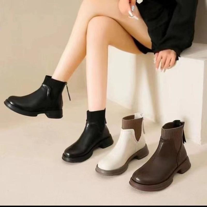 New Anti-slip Shoes, Socks and Boots, Comfortable Bare Boots, Back Zipper Short Boots for Women