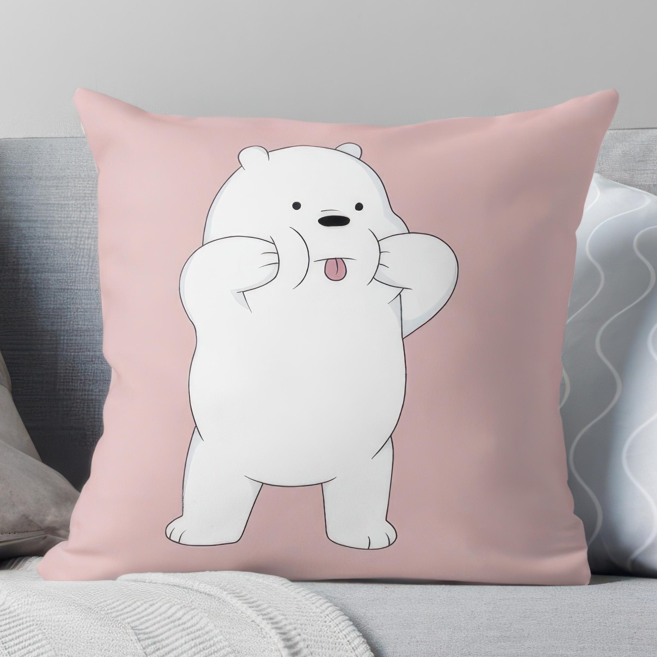 

Cute polar bear cartoon pattern pillowcase machine washable suitable for sofas beds and other decorative items 40cmx40cm