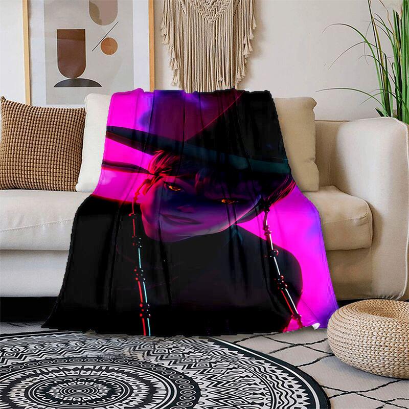 1pc Neon Witch PortraitCartoon Blanket,Portable Throw for Travel , All-Season Cozy Blanket,Ideal Gift for Christmas, BirthdaysPB006 100x150cm