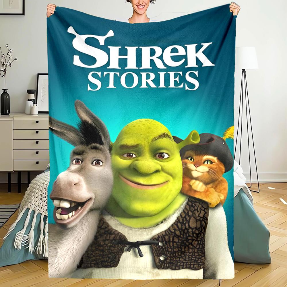 Shrek Theme Printed Blanket - Perfect for Couch, Bed, Travel & Outdoor Use | Machine Washable, Cozy & Durable.