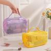 Large Breathable Mesh Cosmetic Bag With Separate Sections Efficient Makeup Skincare Storage Container HX6C