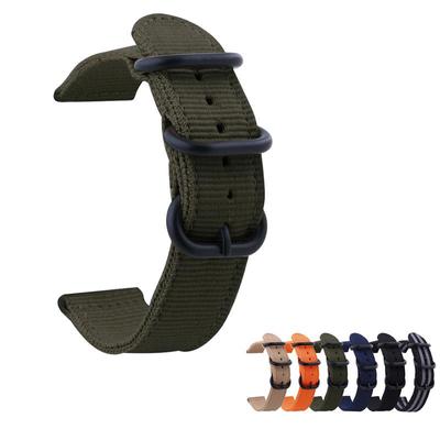 Cinturino NATO in Nylon a Due Pezzi con Fibbia Nera, Lungo & Corto, Sabbiato Opaco, 18-24mm