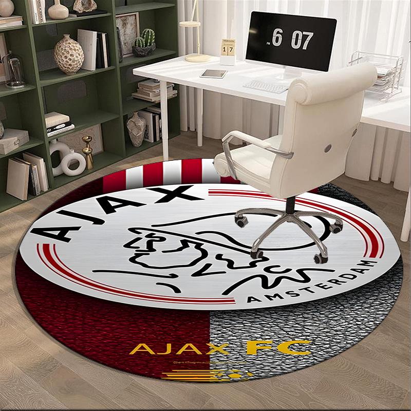 AFC Ajax Emblem Design Round Rug for Livingroom,Bedroom, Palyroom, Chair Rug, Area Rug, Circle Carpet, Large Size Fan Christmas Gift
