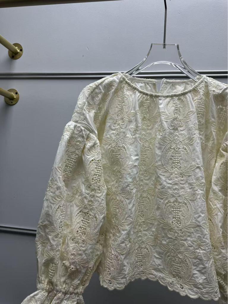 French Retro Lace Bell Sleeve Embroidered Top - Autumn/Winter Collection