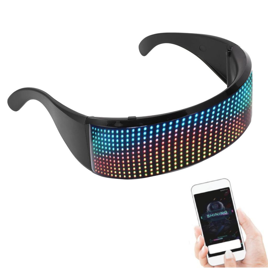 LED Glasses Bluetooth APP Controlled Customizable RGB Light Up Glasses for Cosplay Party Music Festi